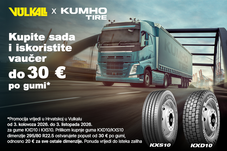 UŠTEDA ZA PROFESIONALNI TRANSPORT: KUMHO teretne gume uz vaučer do 30 € po gumi!